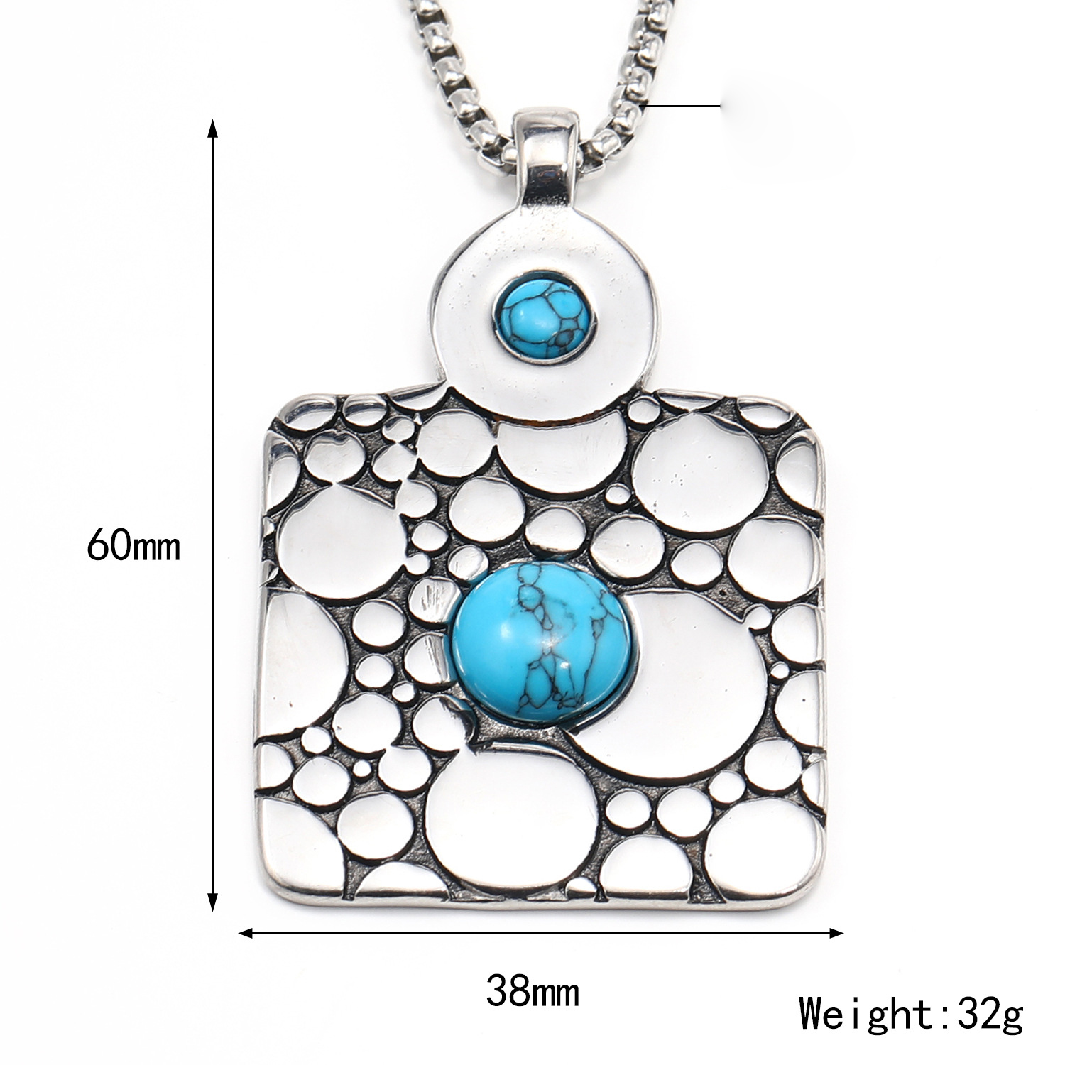 1:Steel blue turquoise pendant