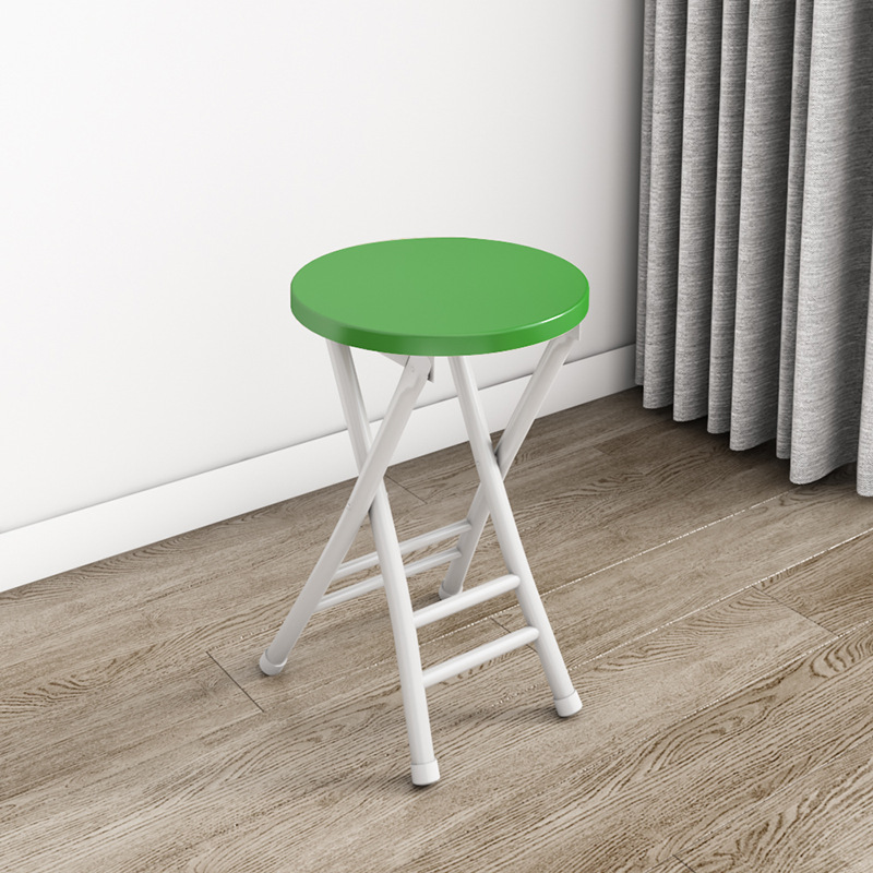 Green double beam stool with white legs