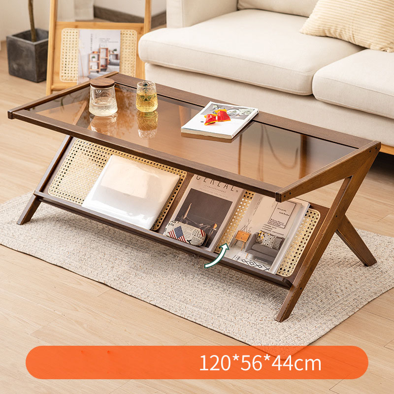 Walnut colored Nansher Coffee table (tawny glass)