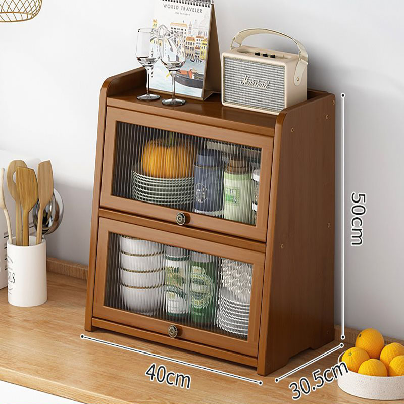 (tawny)  three layers 40 length Transparent door countertop storage cabinet