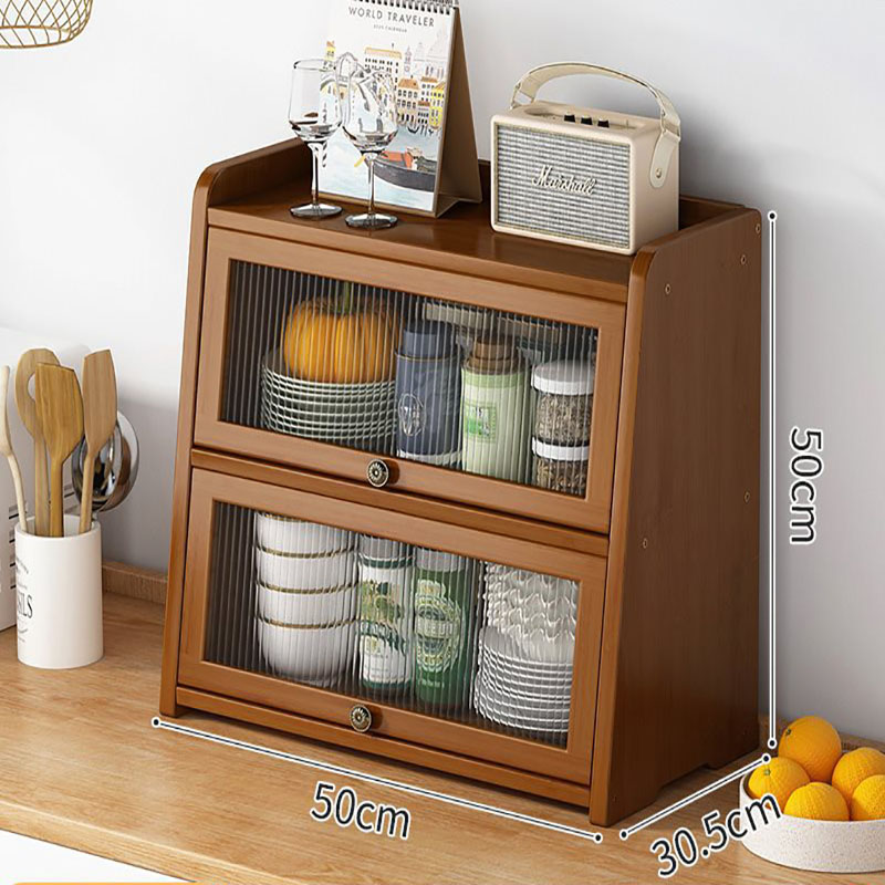 (tawny)  three layers 50 length Transparent door countertop storage cabinet