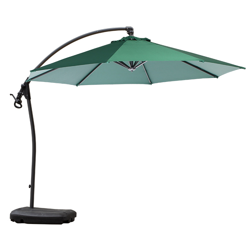 Aluminum-3m hand-push banana umbrella dark green   80L mobile base