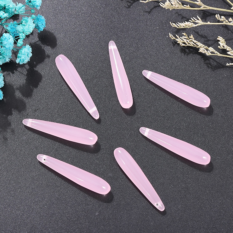 Pink resin long tip drop pendant width * length 7*