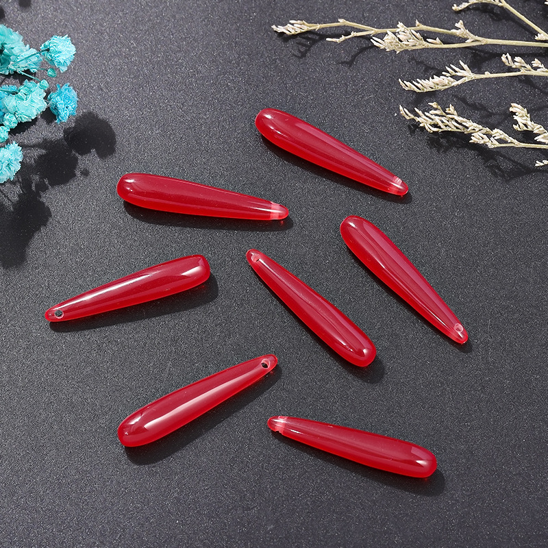 Red resin long tip water drop pendant width * leng