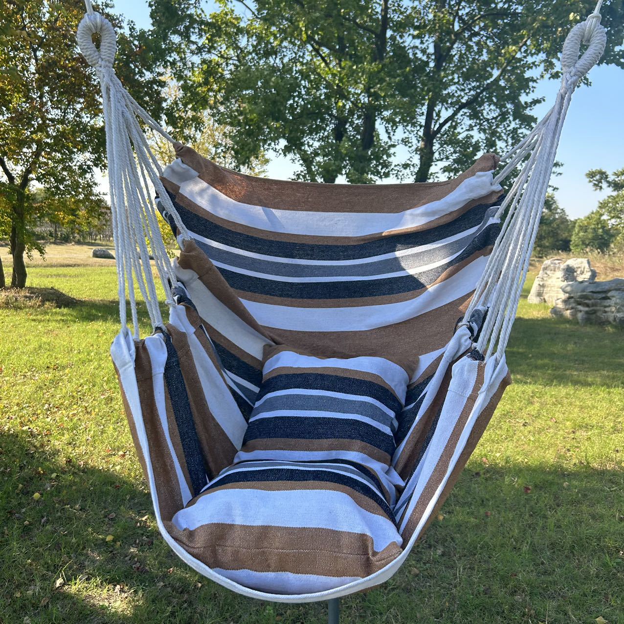 brown stripe(2 pillows and rope)