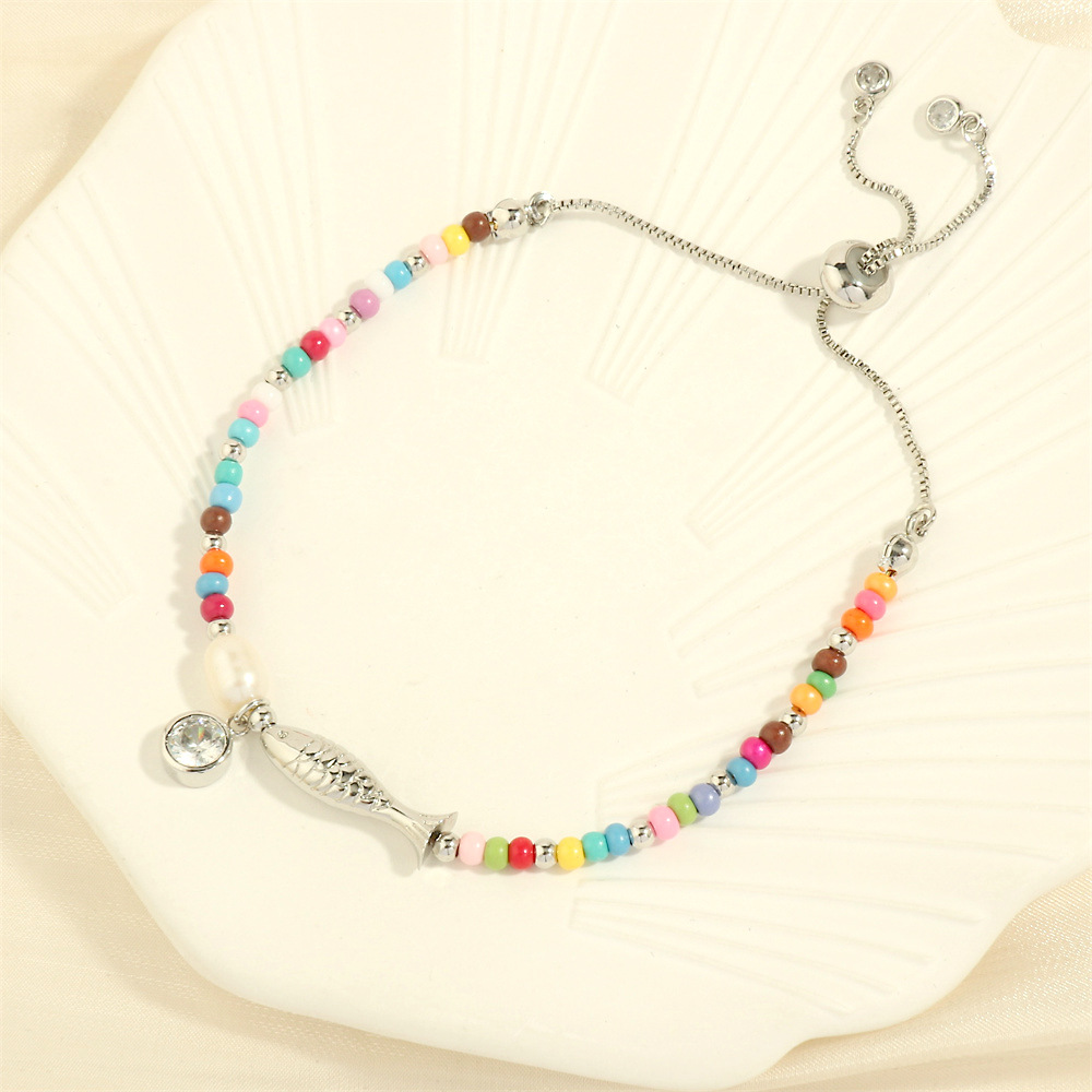 White and gold fish bracelet -16-22cm