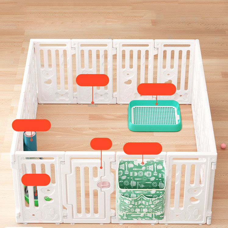 [Luxury set] All white fence - anti-jump net - Fixer - storage bag - drinking water fountain - Food bowl - dog toilet