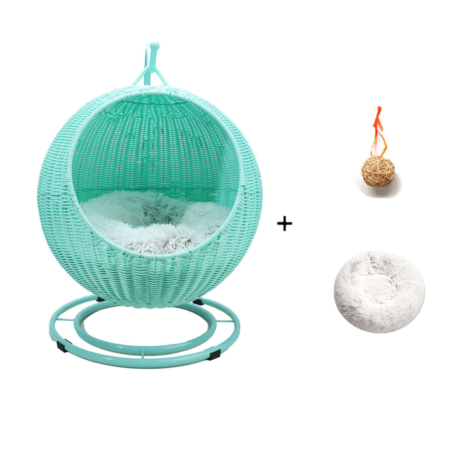 Grass Green Cat Nest - Long Hair Mat (Rattan Ball)