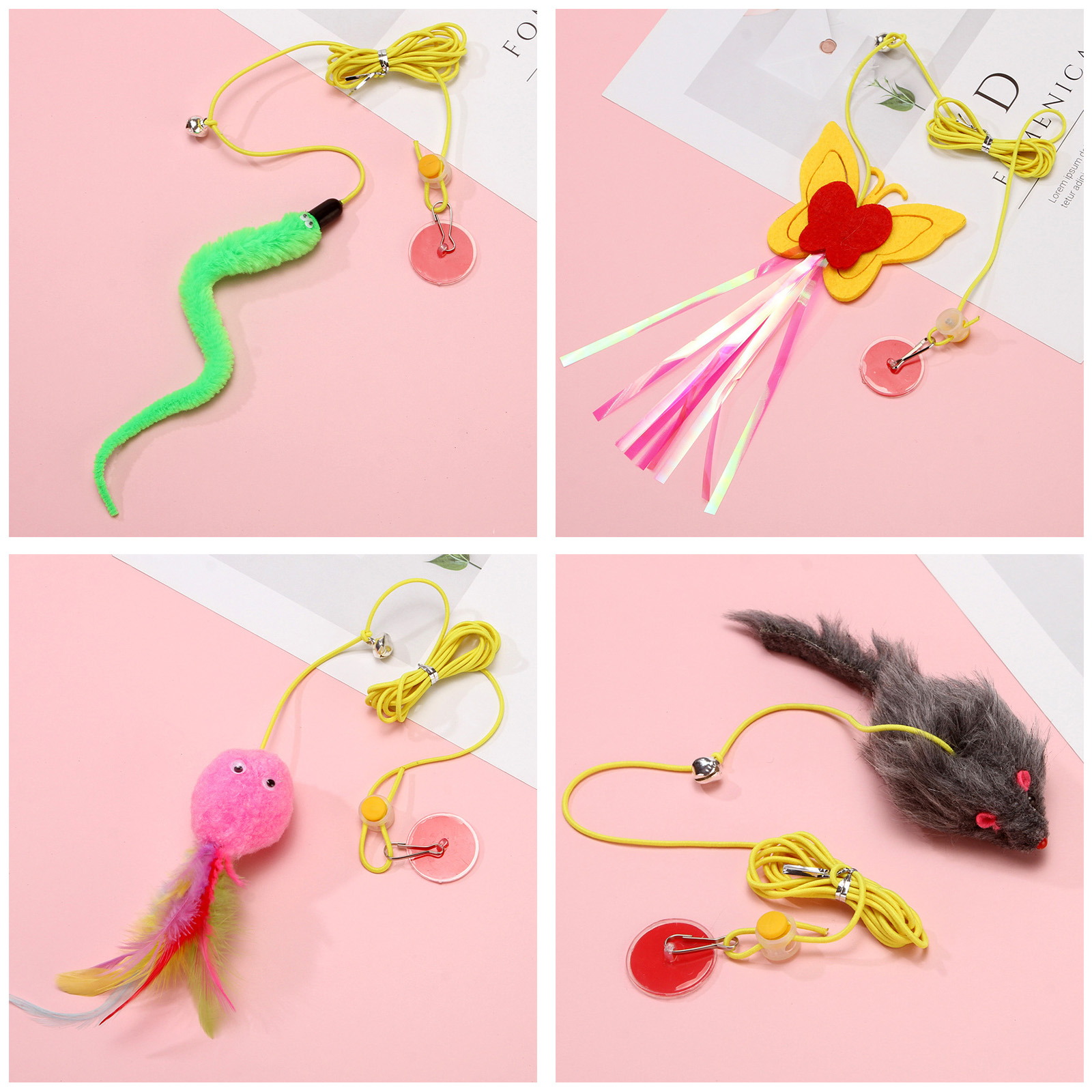 Combination 1: Small caterpillar - Felt butterfly - Octopus - Black mouse