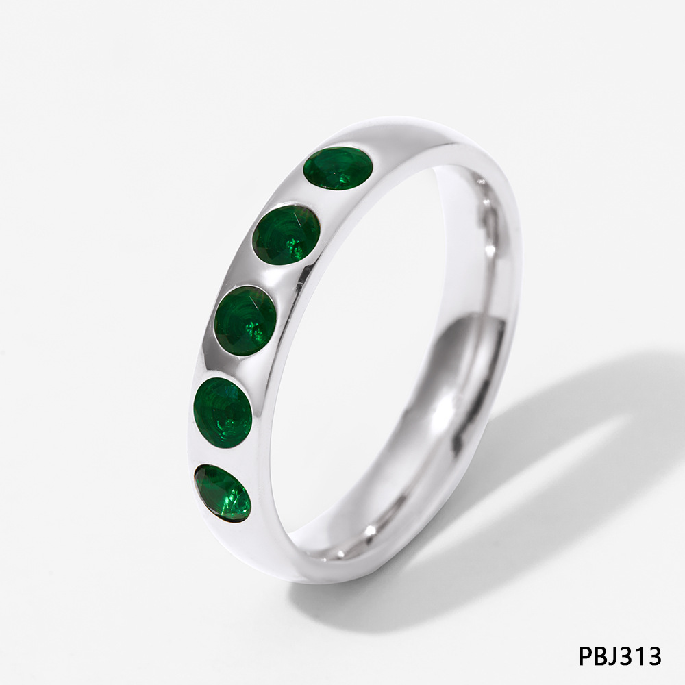 Silver   green zircon PBJ313 6#