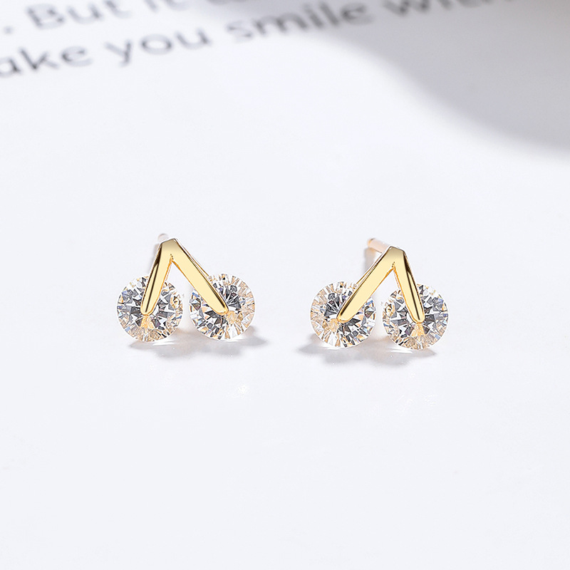 Yellow gold/pair (double diamond) -6.6x8mm