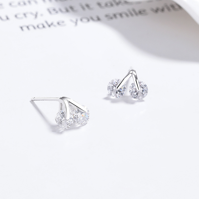 White Gold/pair (double diamond)-6.6x8mm