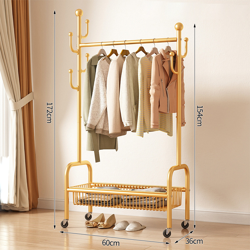 60- Light luxury gold single-layer storage/Universal wheel *4/6 hook/Extra thick thickening