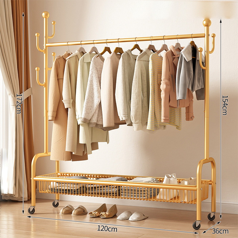 120- Light luxury gold single-layer storage/Universal wheel *4/6 hook/Extra thick thickening