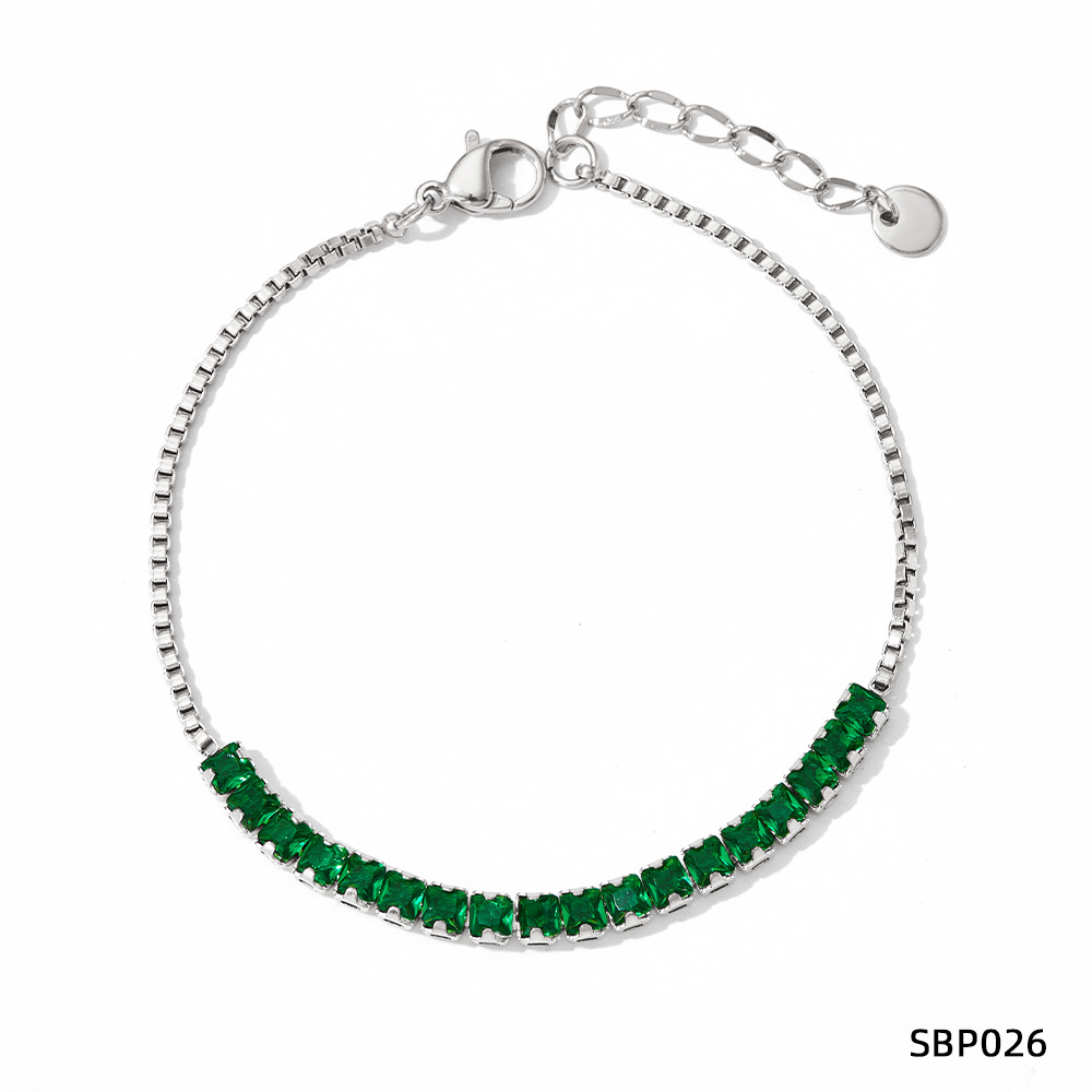 SBP026 White gold Green zirconium