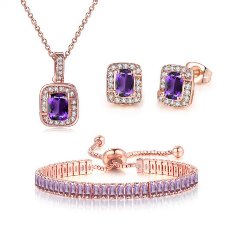 Rose gold + purple stone