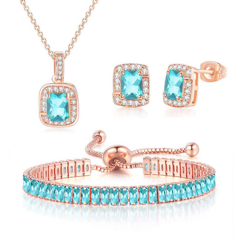 Rose gold + aquamarine