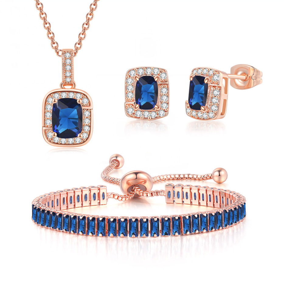 5:Rose gold   Sapphire blue stone