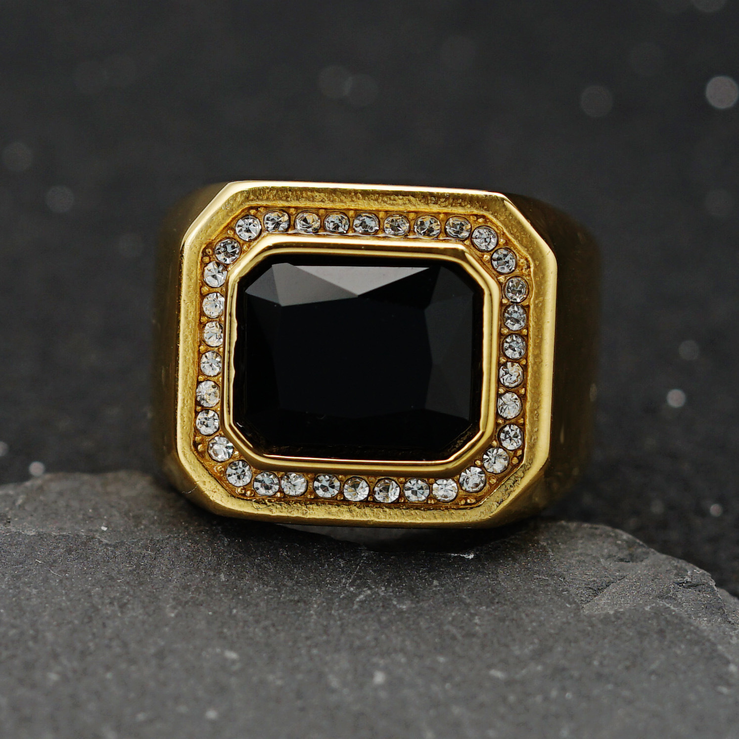 Gold   black stone US Size #7