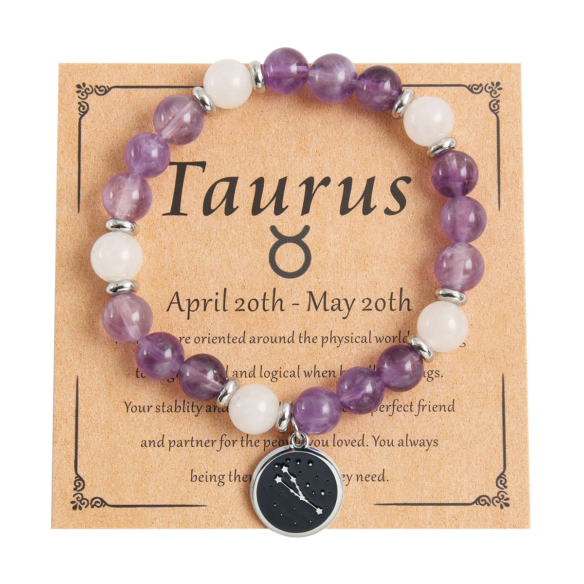 Taurus - Amethyst & White Jade