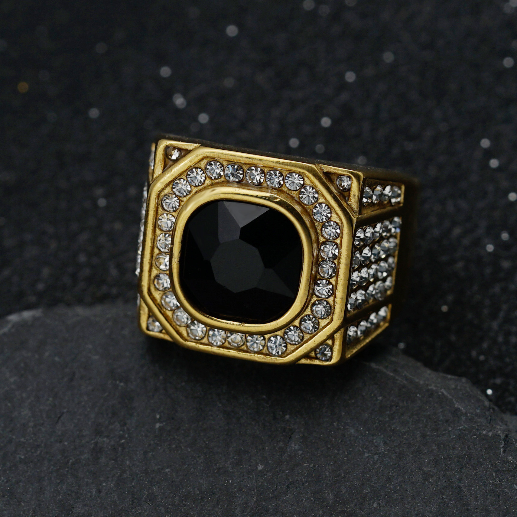 Gold   black stone US Size #7