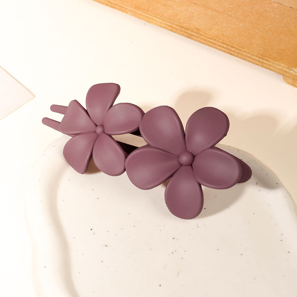 32:Double Flower Duck clip - Frosted bean paste purple