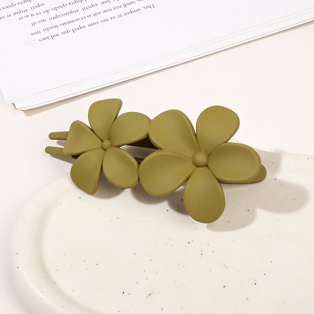 33:Double flower duck clip - Frosted mustard green