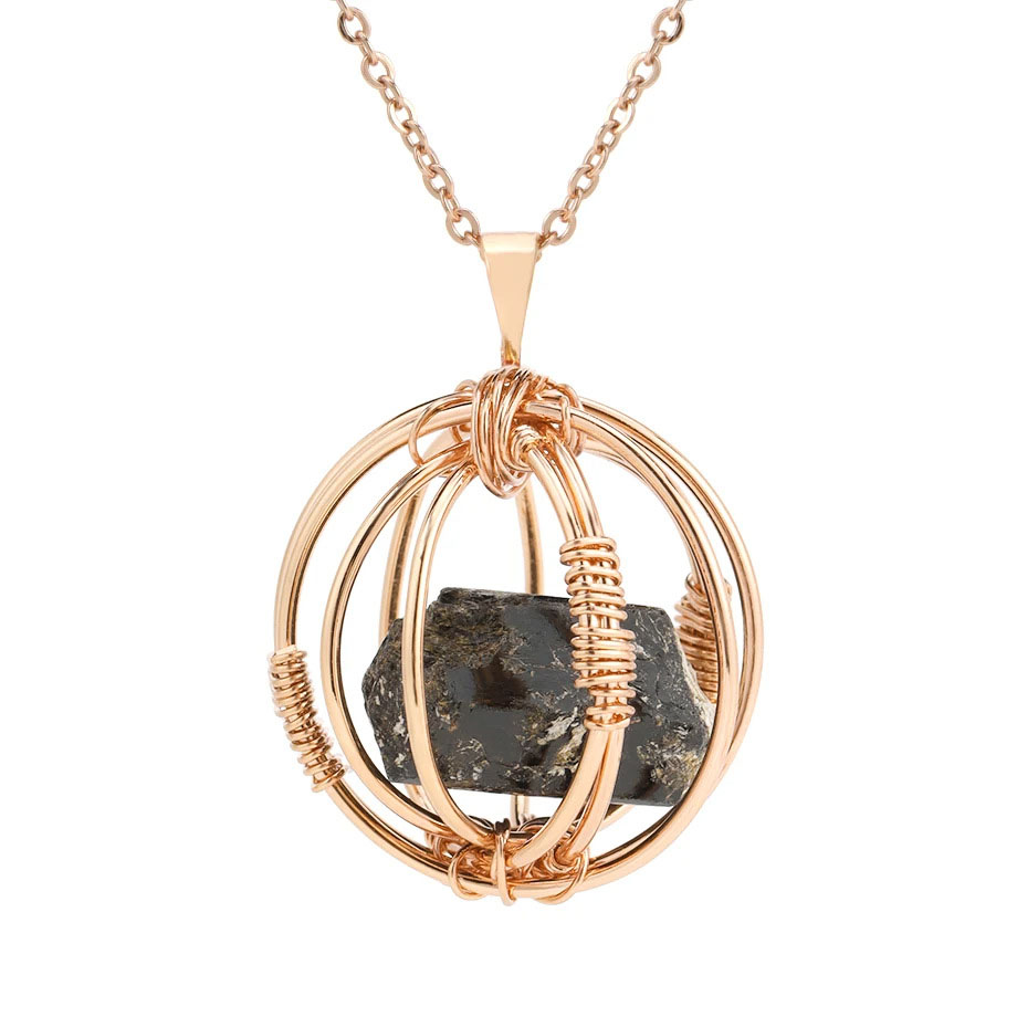 Black Tourmaline -Rose-Gold-Color-Chain