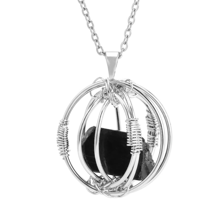 5:Black Tourmaline -Silver-Color-Chain