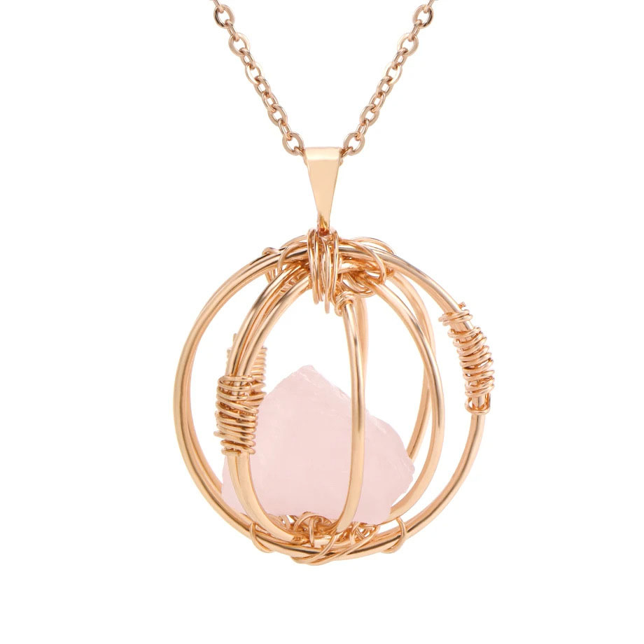 10:Rose Quartz-Rose-Gold-Color-Chain