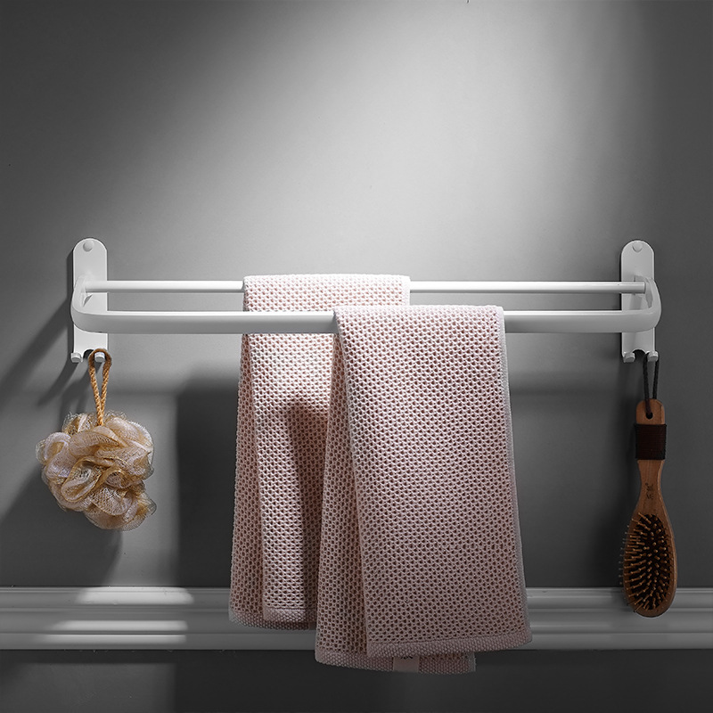 White simple double pole towel rack