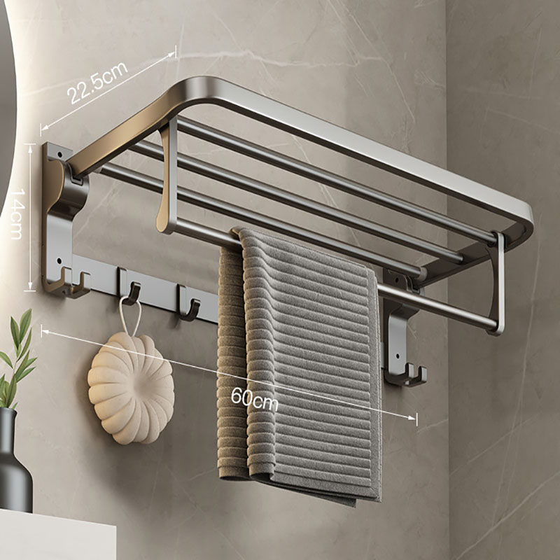 Foldable bath towel Holder (fixed 5 hooks)