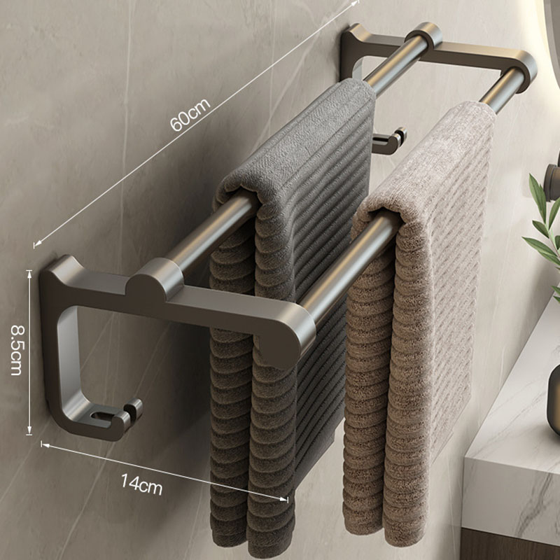 Two-bar towel rack with gun ash