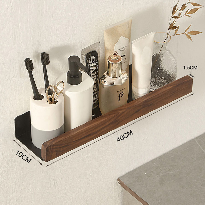 Black 40CM walnut storage rack