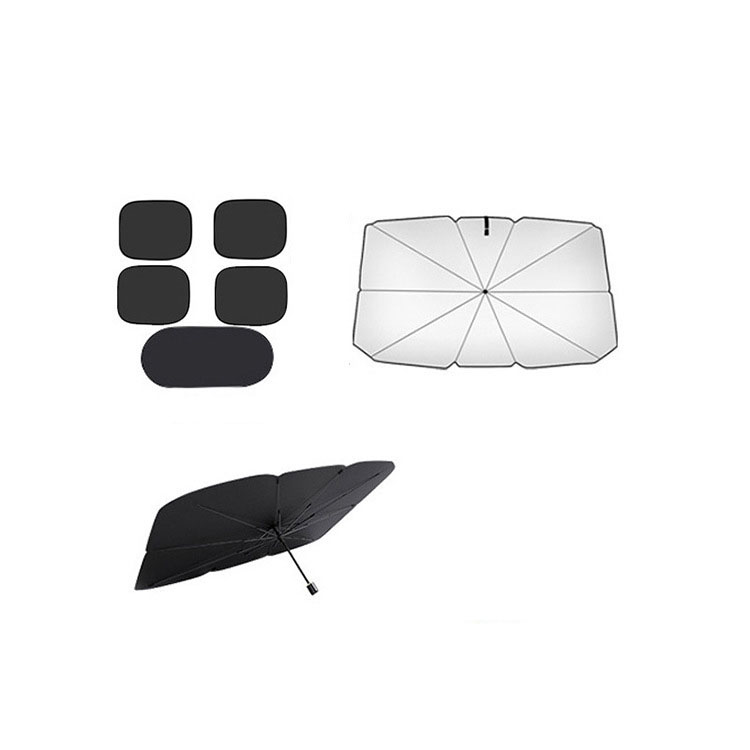 Silver-coated sunshade [leather case]   five-piece gauze set