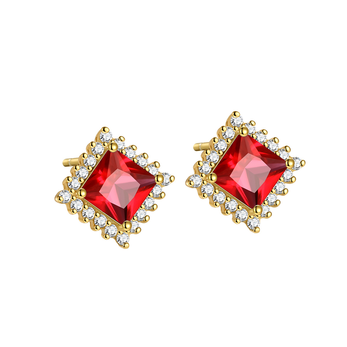 Yellow gold red stone