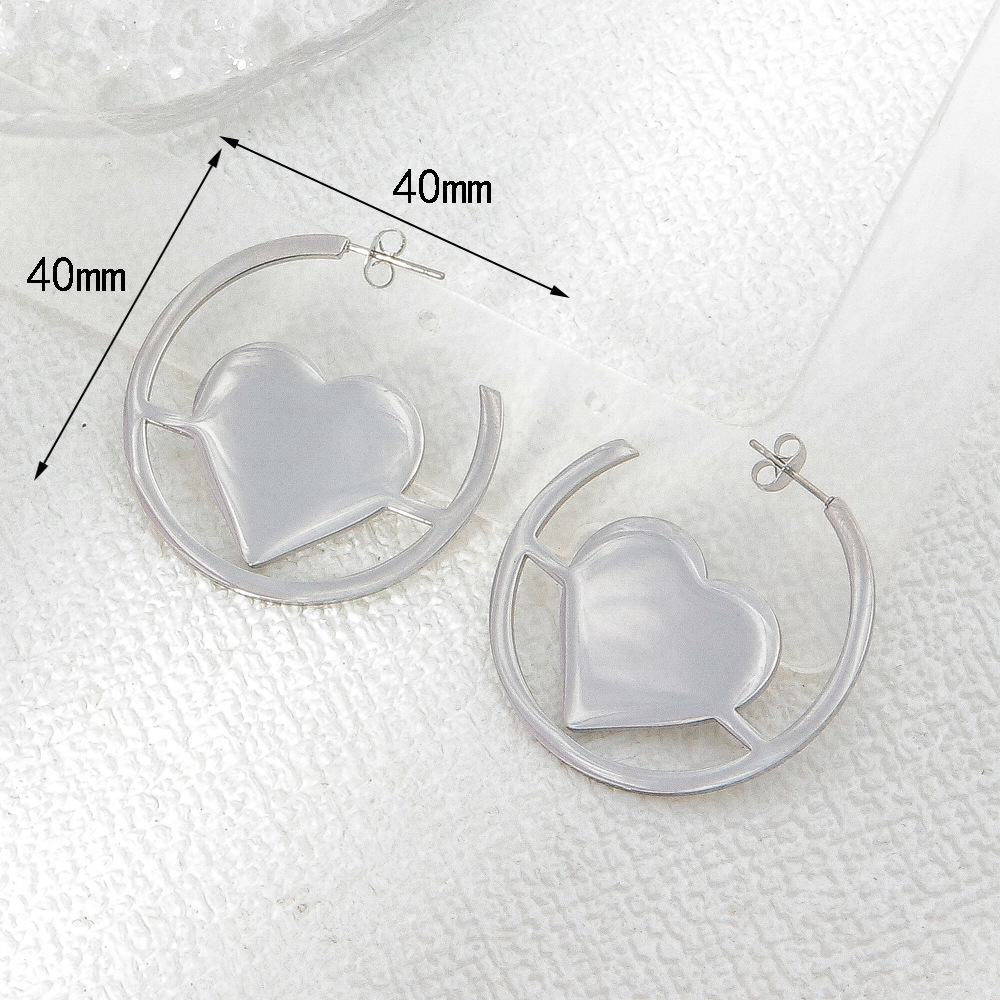 Love smooth earrings-steel color