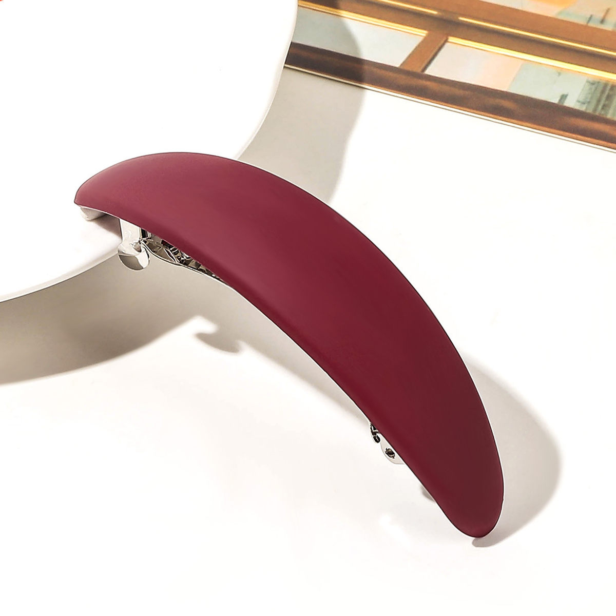 14:8.5cm Oval spring clip - Wine red