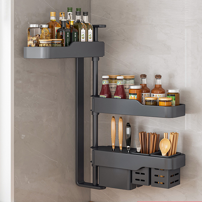 Gun gray triple shelf with knife insert