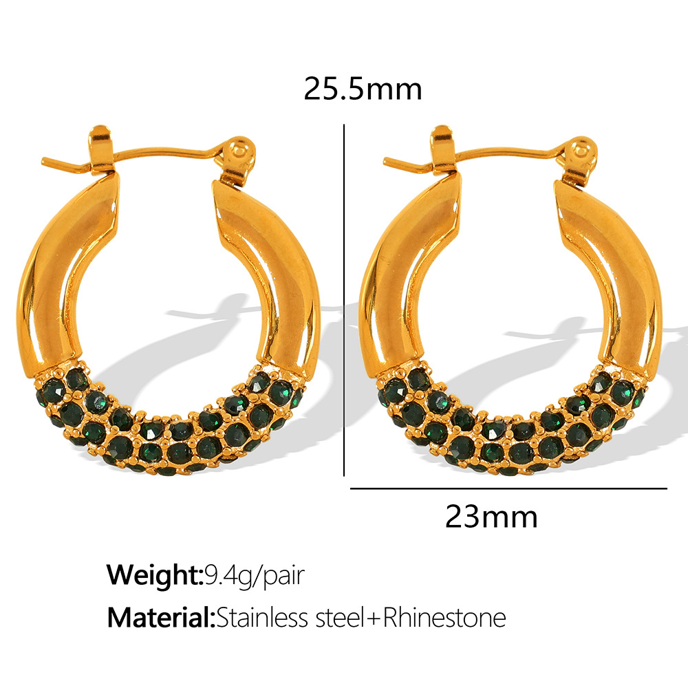 8:Green diamond gold earrings