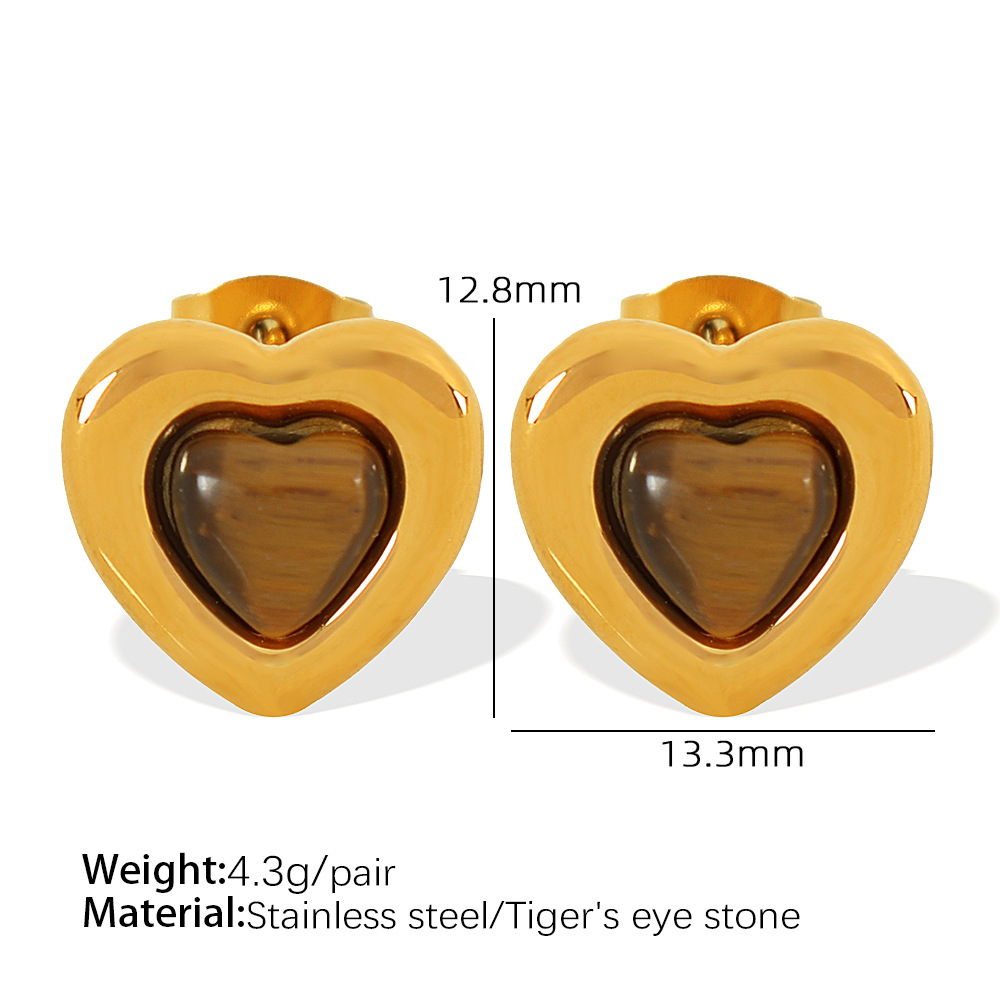 Tiger's Eye Stone gold earrings