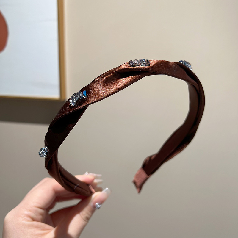 12:Brown rhinestone twist headband