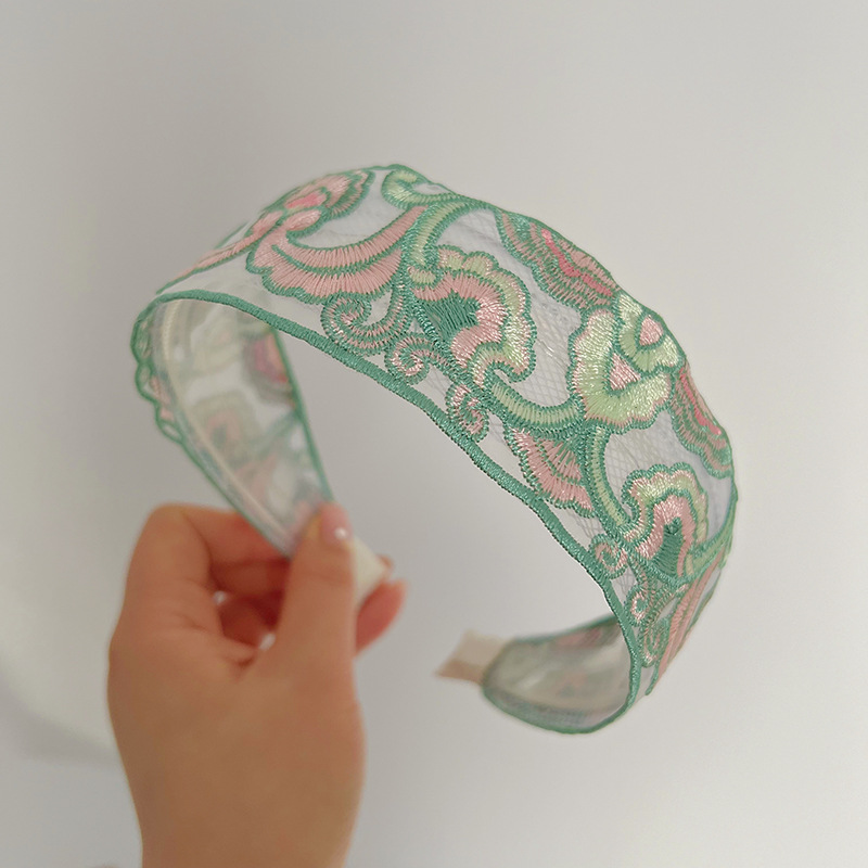 7:Green embroidery wide edge headband