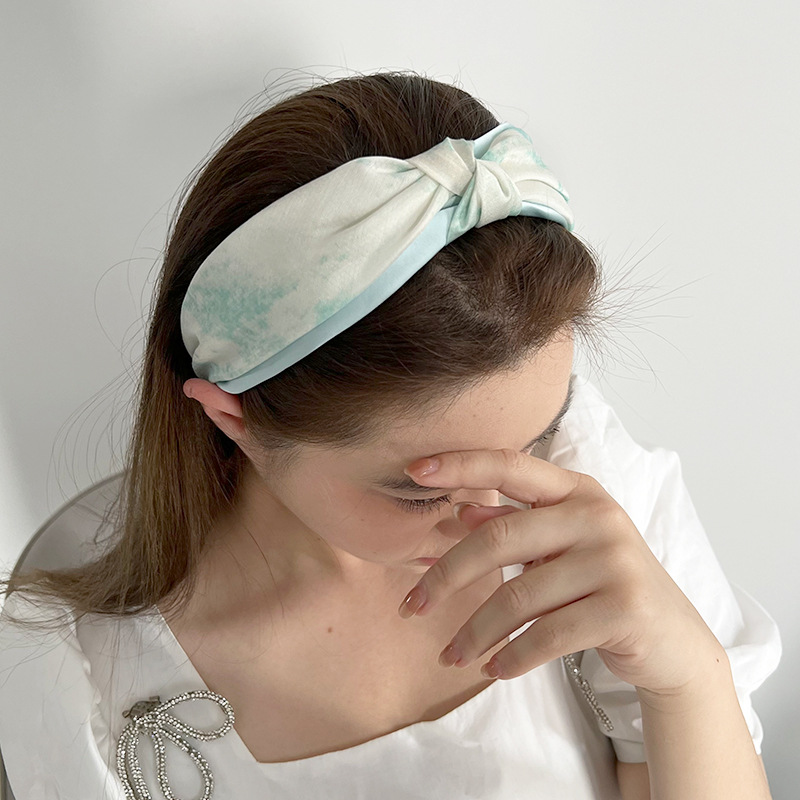 Blue tie dye tied headband