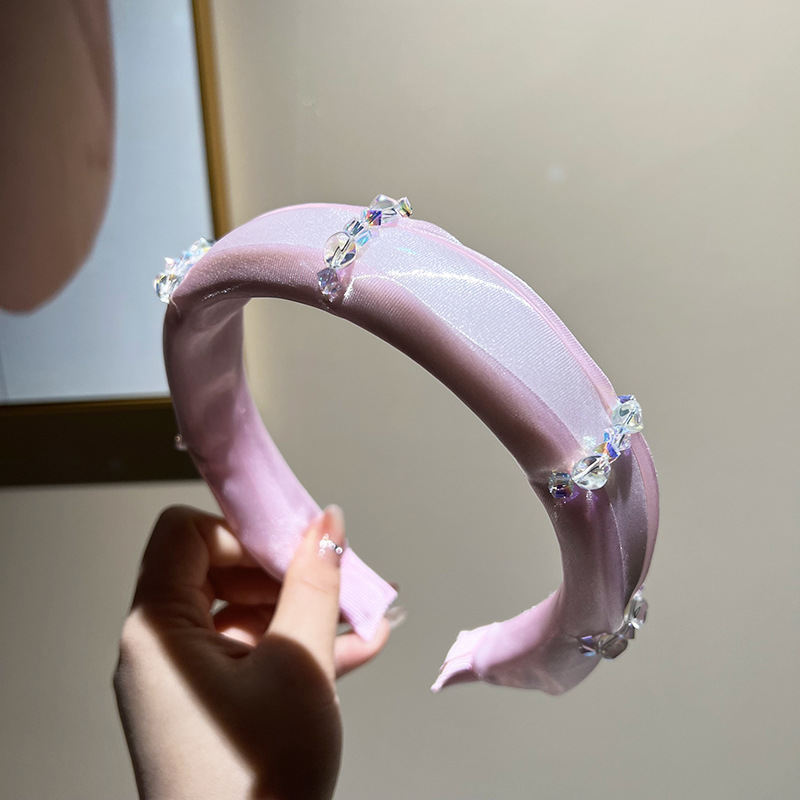 Pink rhinestone sponge headband