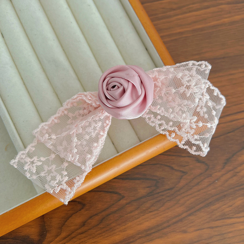 Light pink sheer bow hair clip