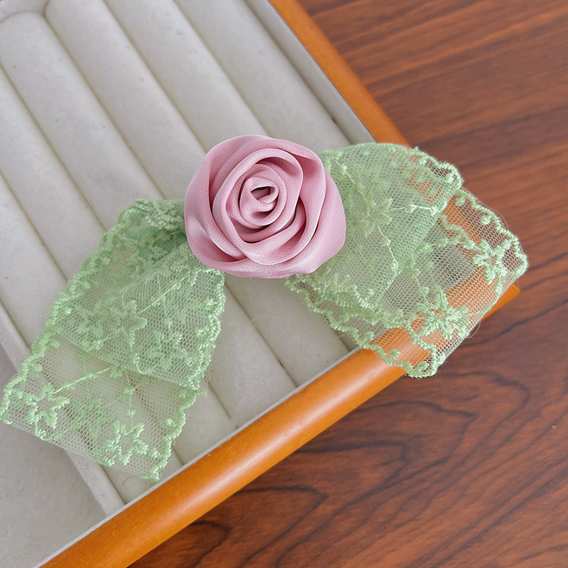 Green sheer bow hair clip