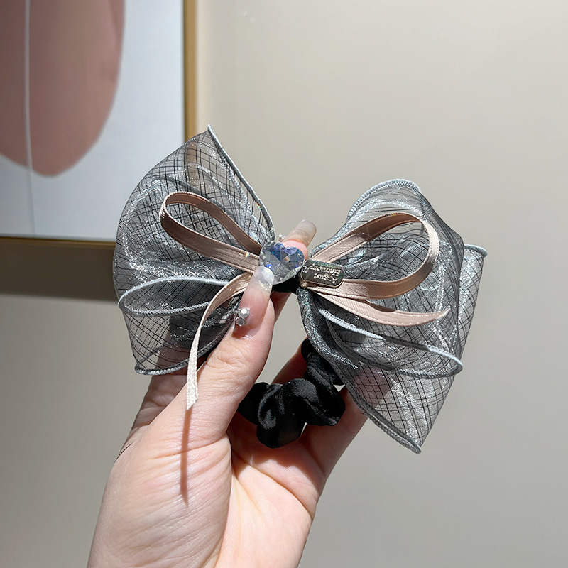 Gray bow scrunchie