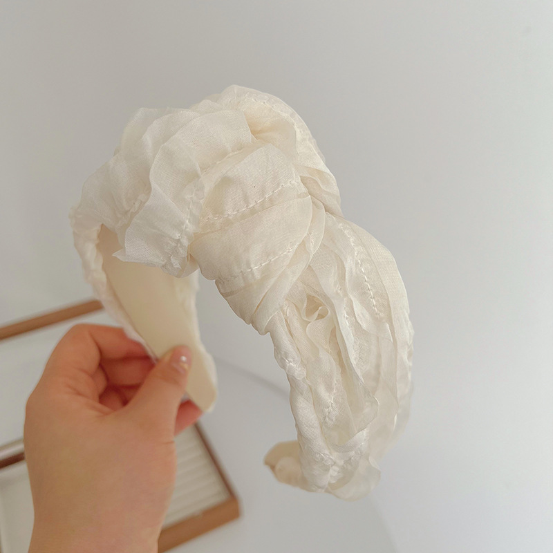 Beige gauze knotted headband