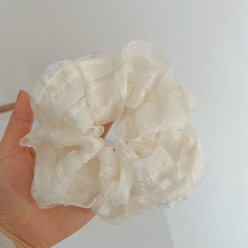 Beige mesh scrunchie